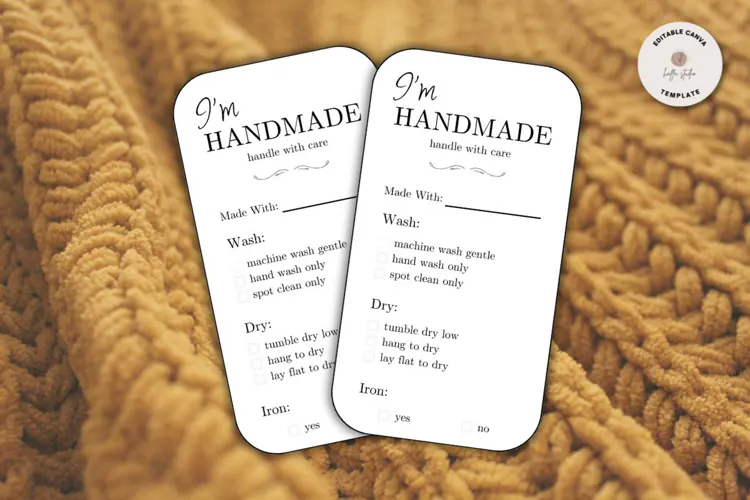 Printable Handmade Care Instructions