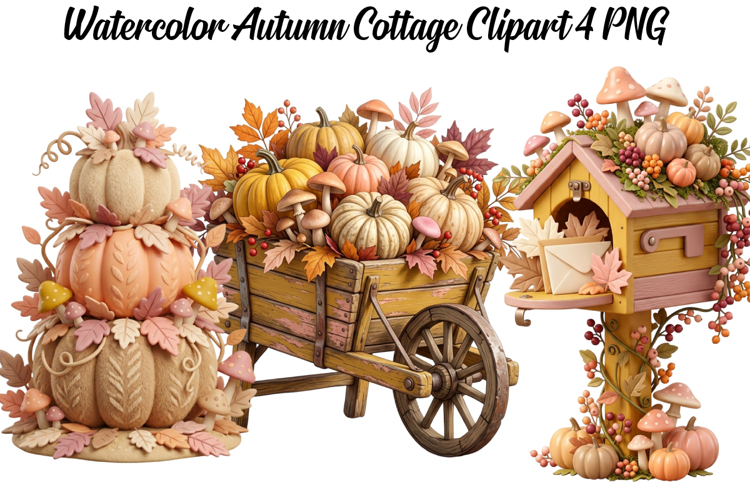 Watercolor Autumn Cottage Png Clipart