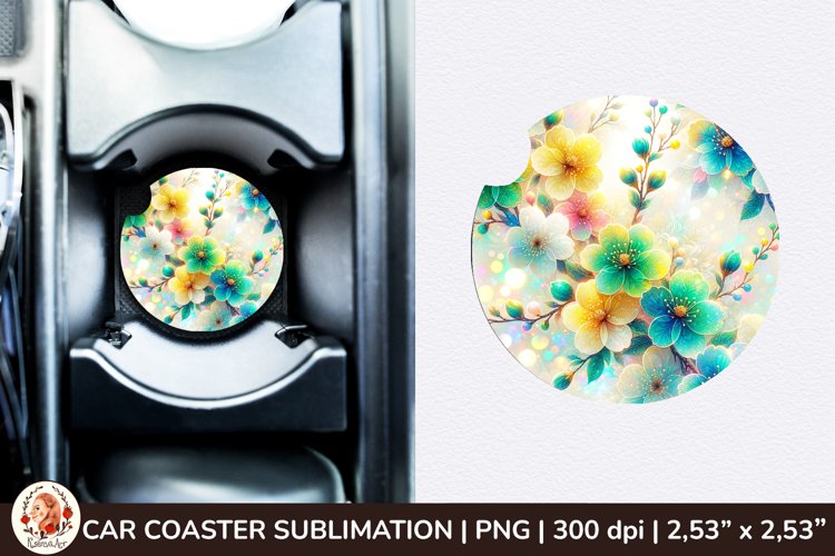 Flowers Car Coaster, 3d Car coaster, Spring Car Coaster