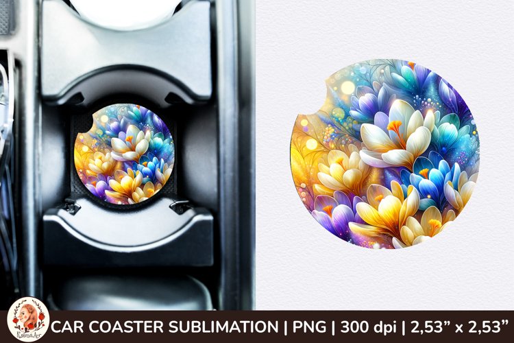 Flowers Car Coaster, 3d Car coaster, Spring Car Coaster example image 1