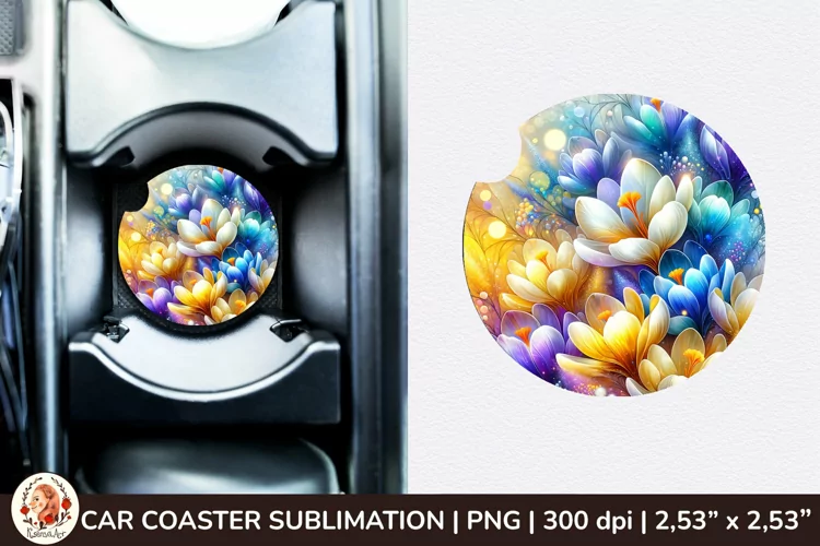 Flowers Car Coaster, 3d Car coaster, Spring Car Coaster