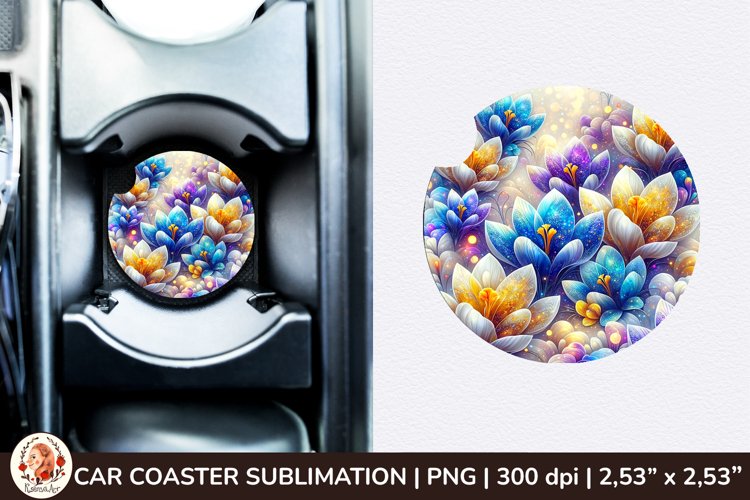 Flowers Car Coaster, 3d Car coaster, Spring Car Coaster example image 1