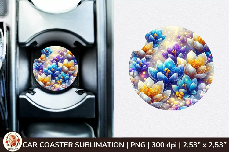 Flowers Car Coaster, 3d Car coaster, Spring Car Coaster