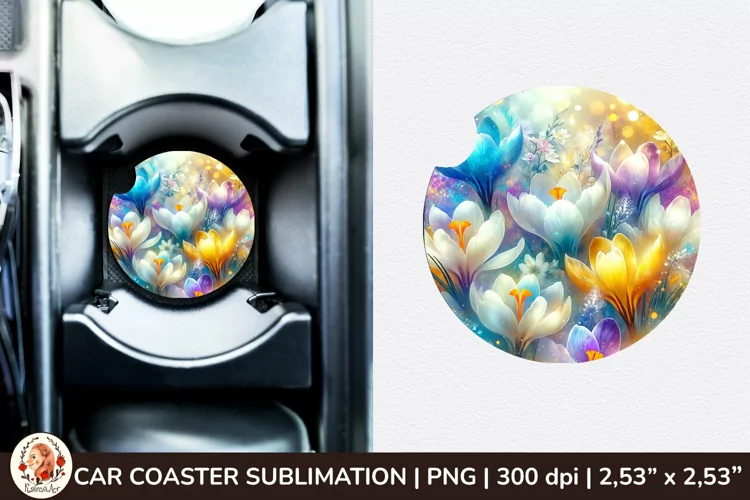 Flowers Car Coaster, 3d Car coaster, Spring Car Coaster
