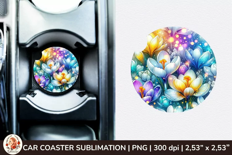 Flowers Car Coaster, 3d Car coaster, Spring Car Coaster