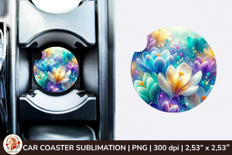 Flowers Car Coaster, 3d Car coaster, Spring Car Coaster example image 1
