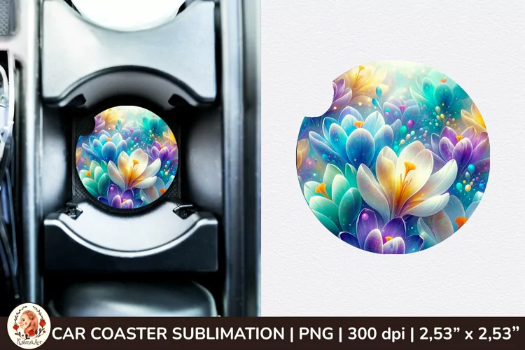 Flowers Car Coaster, 3d Car coaster, Spring Car Coaster