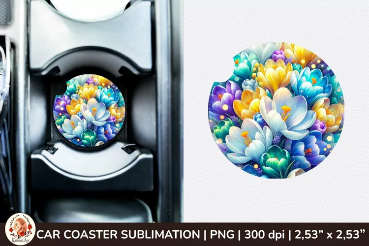 Flowers Car Coaster, 3d Car coaster, Spring Car Coaster