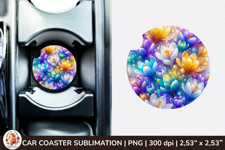 Flowers Car Coaster, 3d Car coaster, Spring Car Coaster