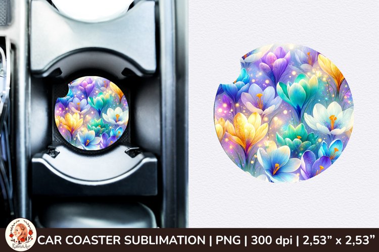 Flowers Car Coaster, 3d Car coaster, Spring Car Coaster example image 1