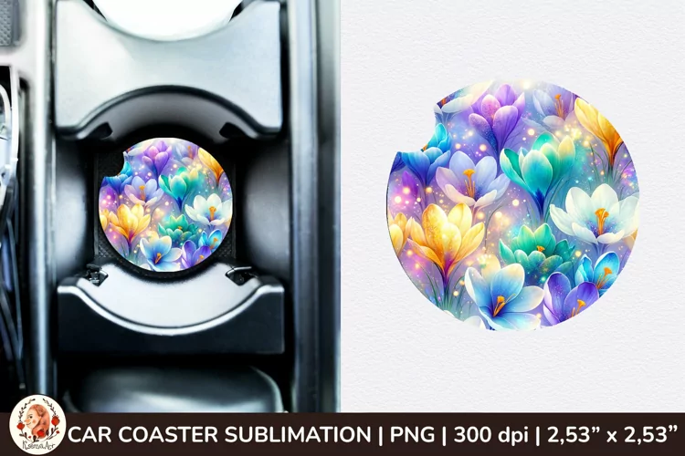 Flowers Car Coaster, 3d Car coaster, Spring Car Coaster