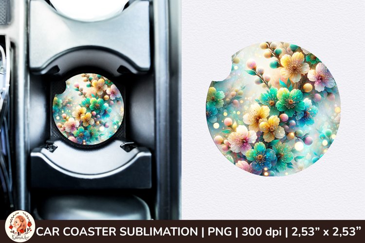 Flowers Car Coaster, 3d Car coaster, Spring Car Coaster
