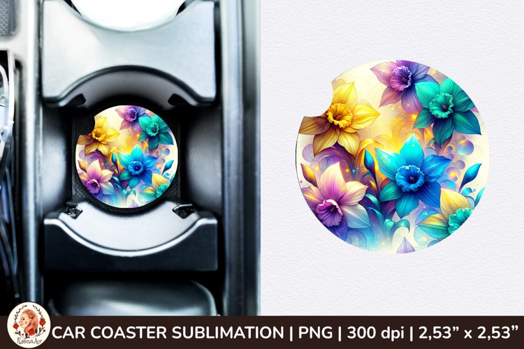 Flowers Car Coaster, 3d Car coaster, Spring Car Coaster