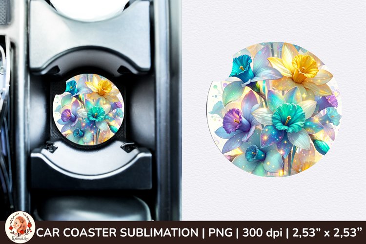 Flowers Car Coaster, 3d Car coaster, Spring Car Coaster example image 1