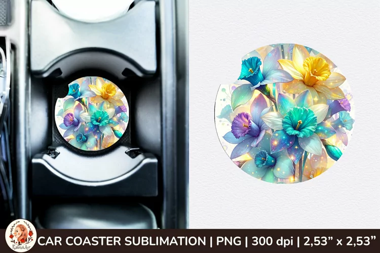 Flowers Car Coaster, 3d Car coaster, Spring Car Coaster