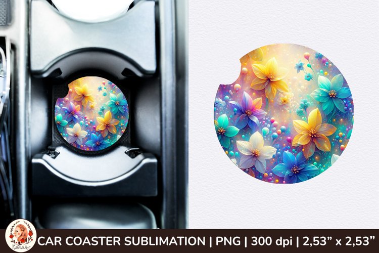Flowers Car Coaster, 3d Car coaster, Spring Car Coaster example image 1