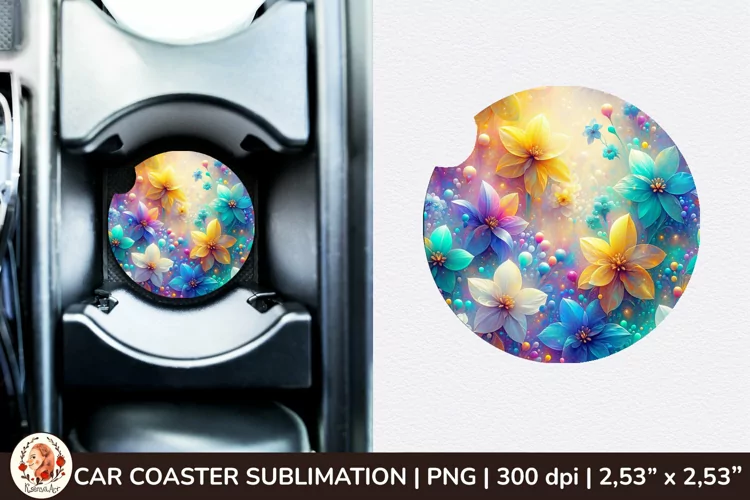 Flowers Car Coaster, 3d Car coaster, Spring Car Coaster