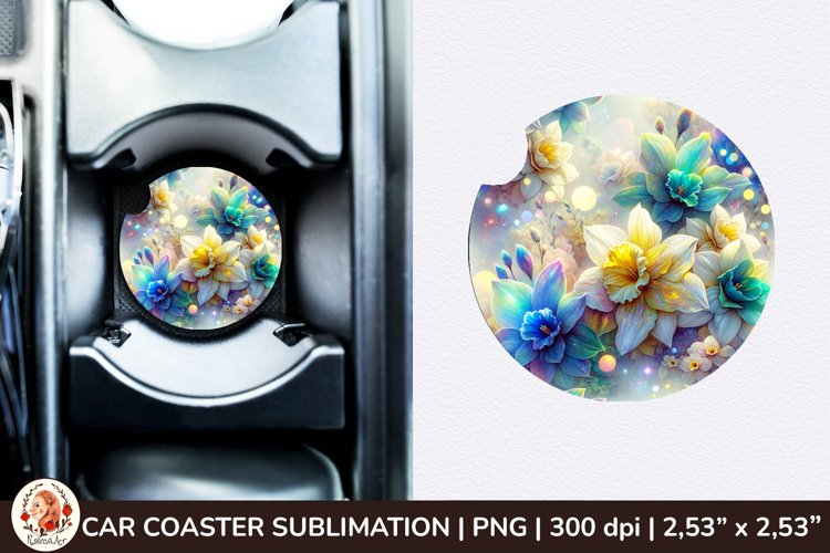 Flowers Car Coaster, 3d Car coaster, Spring Car Coaster example image 1