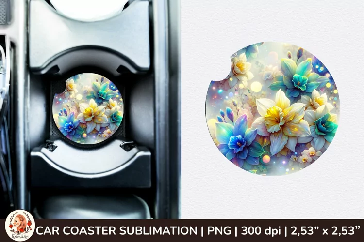 Flowers Car Coaster, 3d Car coaster, Spring Car Coaster