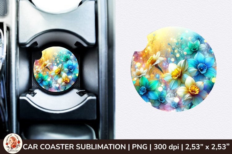 Flowers Car Coaster, 3d Car coaster, Spring Car Coaster