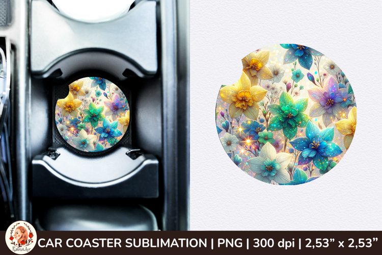 Flowers Car Coaster, 3d Car coaster, Spring Car Coaster example image 1