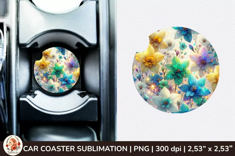 Flowers Car Coaster, 3d Car coaster, Spring Car Coaster