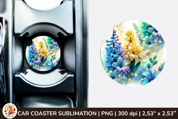 Flowers Car Coaster, 3d Car coaster, Spring Car Coaster