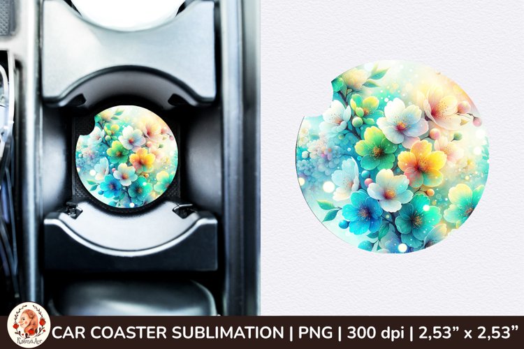 Flowers Car Coaster, 3d Car coaster, Spring Car Coaster