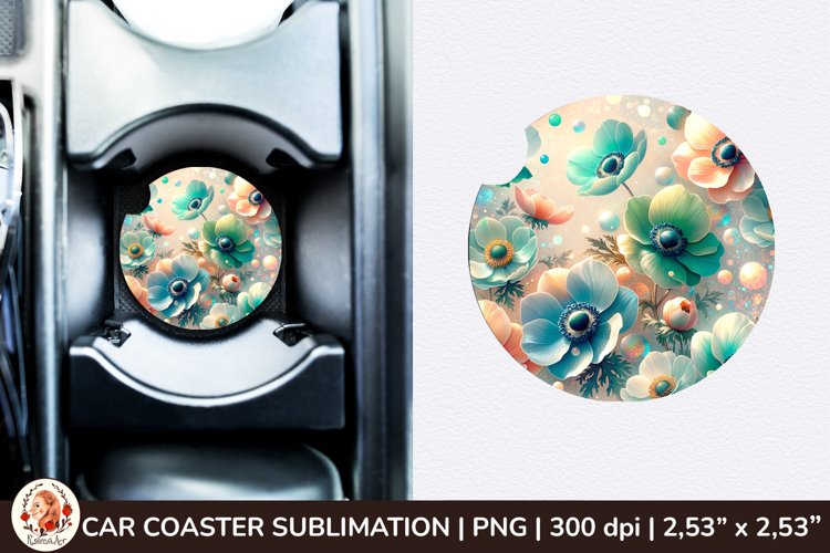 Flowers Car Coaster, 3d Car coaster, Spring Car Coaster