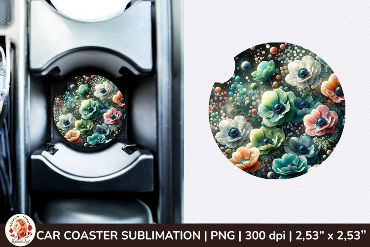 Flowers Car Coaster, 3d Car coaster, Spring Car Coaster