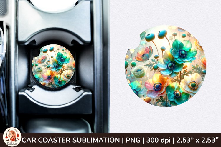 Flowers Car Coaster, 3d Car coaster, Spring Car Coaster