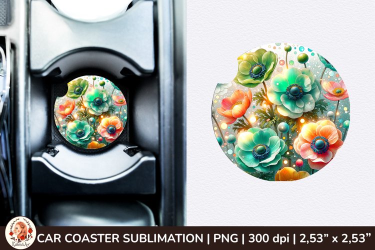 Flowers Car Coaster, 3d Car coaster, Spring Car Coaster