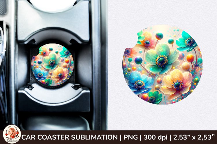 Flowers Car Coaster, 3d Car coaster, Spring Car Coaster