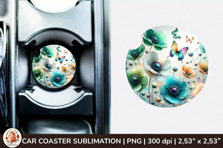 Flowers Car Coaster, 3d Car coaster, Spring Car Coaster