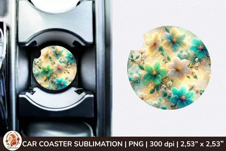 Flowers Car Coaster, 3d Car coaster, Spring Car Coaster