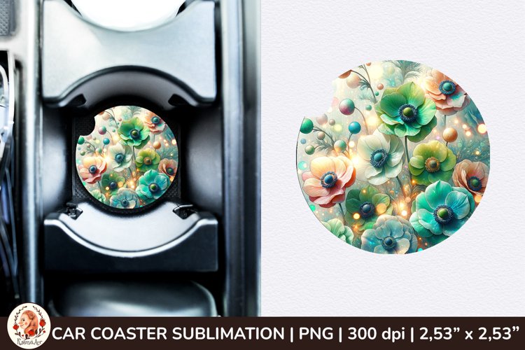 Flowers Car Coaster, 3d Car coaster, Spring Car Coaster