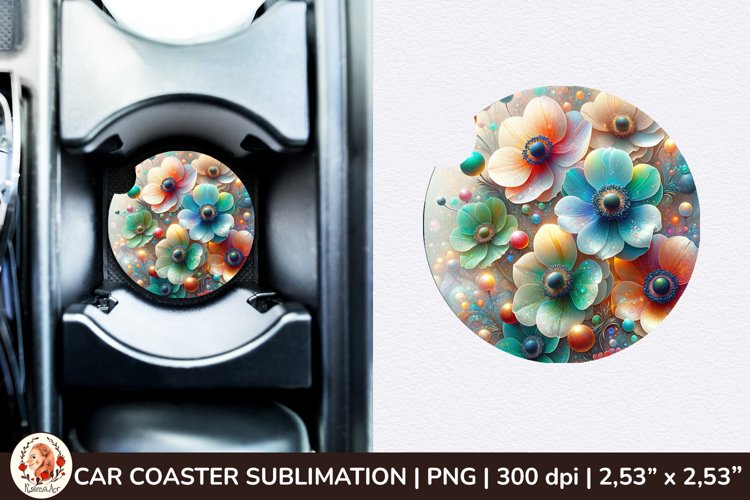 Flowers Car Coaster, 3d Car coaster, Spring Car Coaster