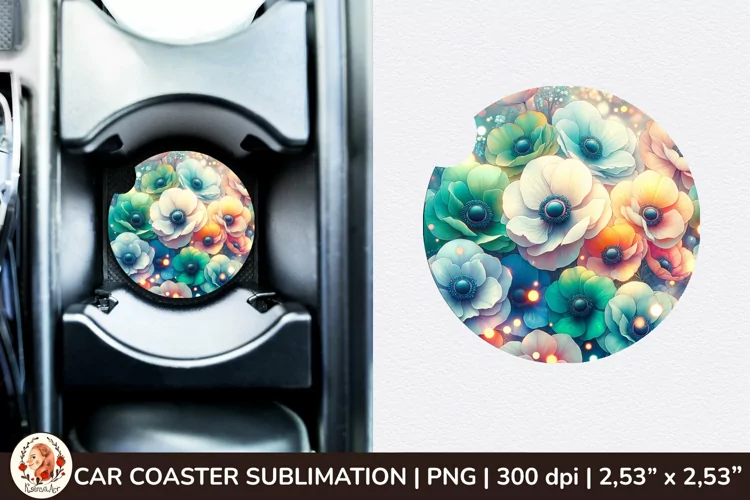 Flowers Car Coaster, 3d Car coaster, Spring Car Coaster