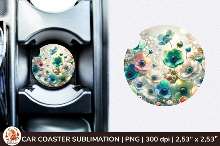 Flowers Car Coaster, 3d Car coaster, Spring Car Coaster