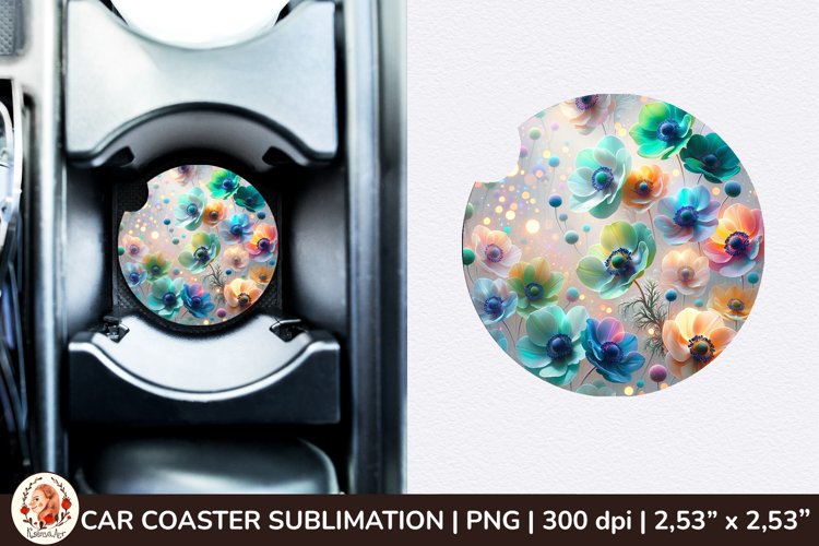 Flowers Car Coaster, 3d Car coaster, Spring Car Coaster example image 1