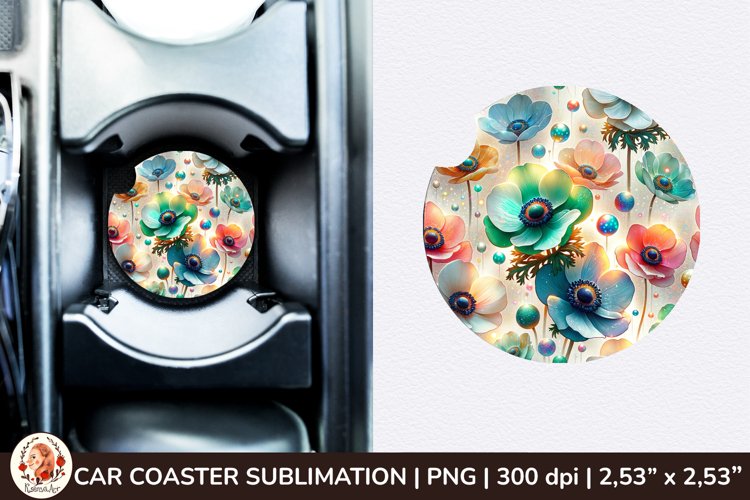 Flowers Car Coaster, 3d Car coaster, Spring Car Coaster