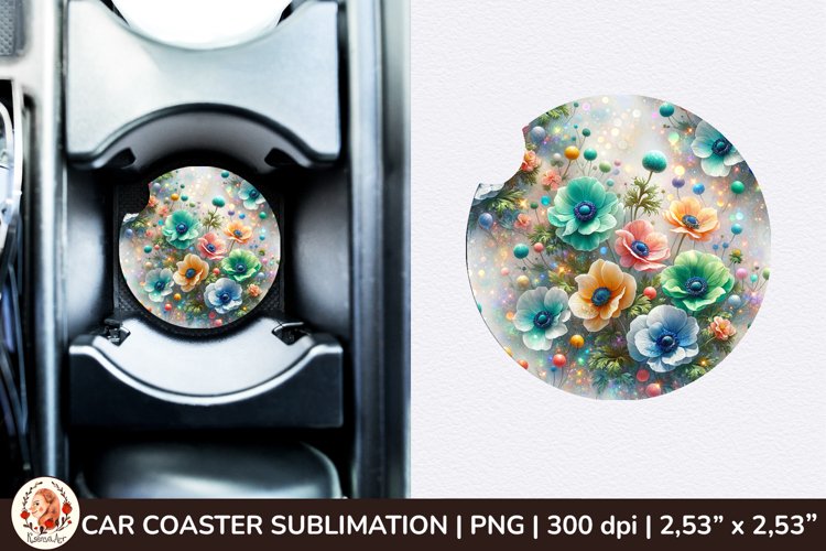 Flowers Car Coaster, 3d Car coaster, Spring Car Coaster