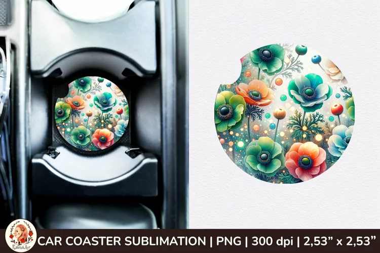 Flowers Car Coaster, 3d Car coaster, Spring Car Coaster