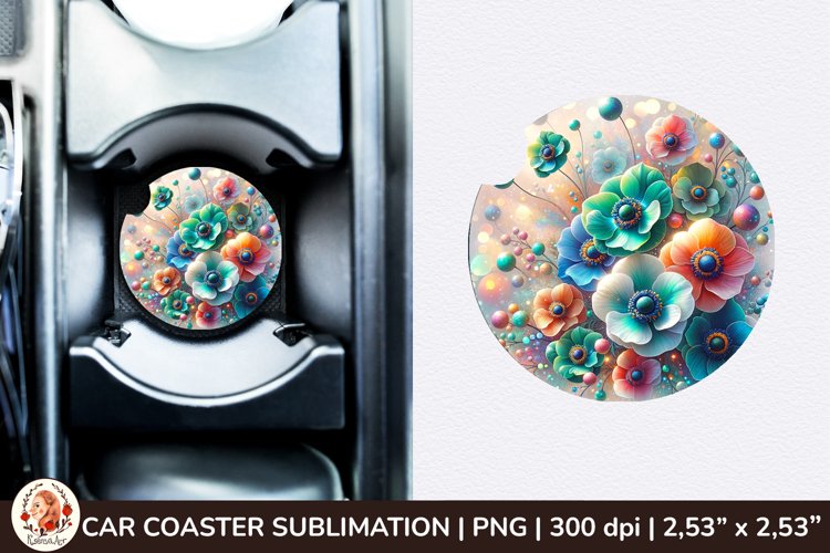 Flowers Car Coaster, 3d Car coaster, Spring Car Coaster