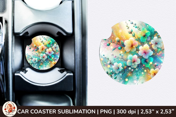 Flowers Car Coaster, 3d Car coaster, Spring Car Coaster
