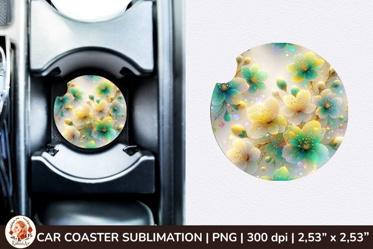 Flowers Car Coaster, 3d Car coaster, Spring Car Coaster example image 1