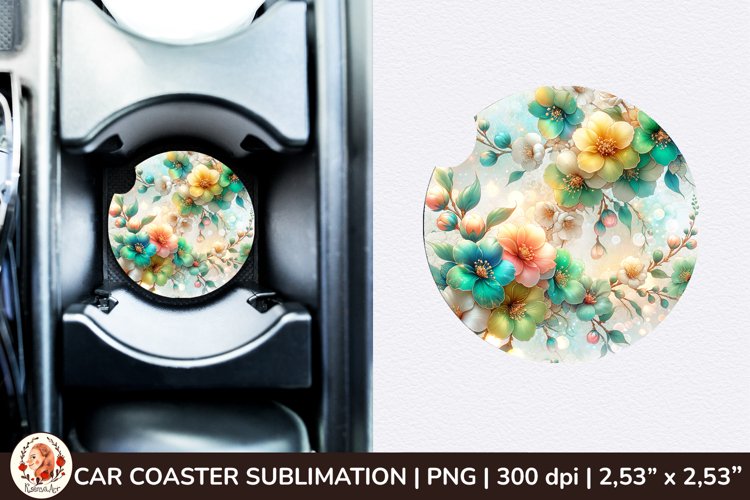 Flowers Car Coaster, 3d Car coaster, Spring Car Coaster