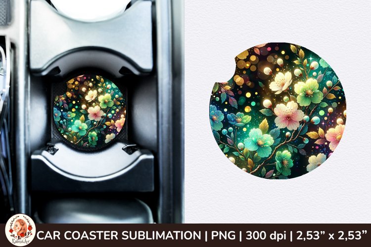 Flowers Car Coaster, 3d Car coaster, Spring Car Coaster example image 1