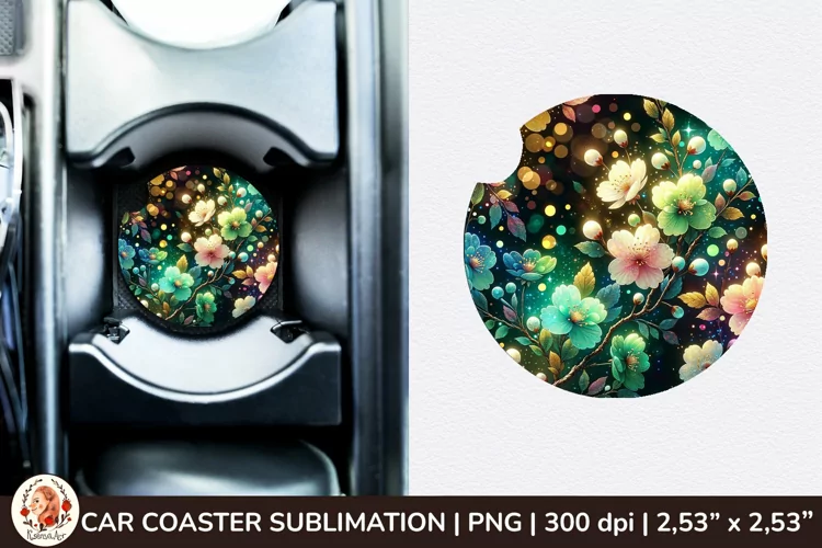 Flowers Car Coaster, 3d Car coaster, Spring Car Coaster