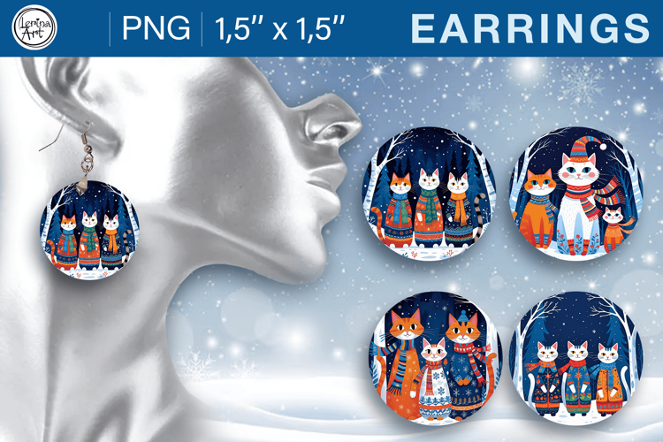 Christmas earrings sublimation designs, 4 PNG